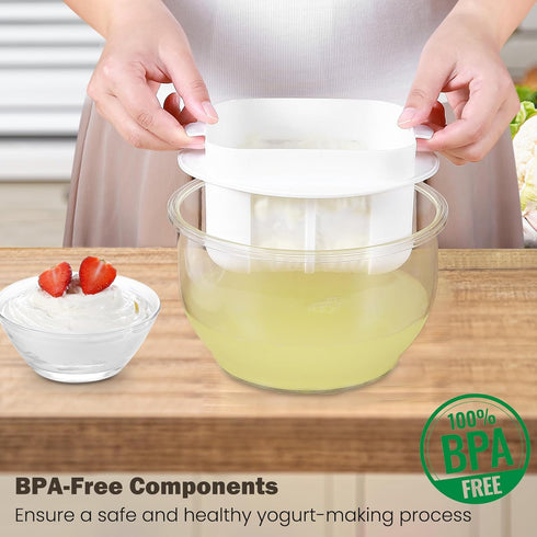 Aastrogleam 2QT 2025 Greek Yogurt Strainer, Greek Yogurt Maker with Ultra-Fine Mesh Basket, Upgraded BPA-Free Strainer