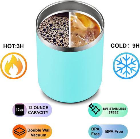 12oz/8Pack 8 Pack) MEWAY Insulated Stainless Steel Reusable Mug, Double Wall Durable Coffee Cup, Powder Coat