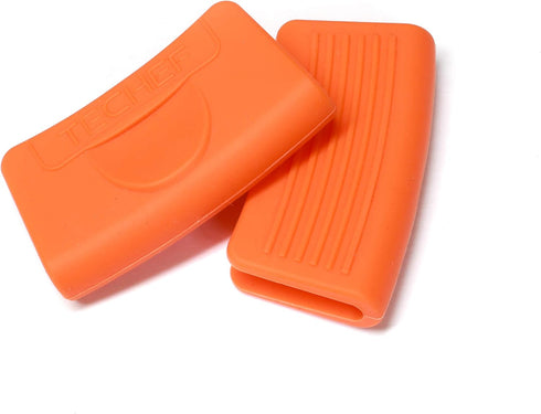 TECHEF - Silicone Pot Holders/Pinch Grips/Oven Mitts - Orange, Set of 2, Made in Korea