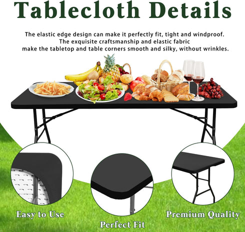 6 Pack 8 (Grey,30" 96") Picnic Table Cover Elastic Fitted Tablecloths for Foot Rectangle Tables Waterproof Stretch