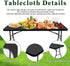 6 Pack 8 (Grey,30" 96") Picnic Table Cover Elastic Fitted Tablecloths for Foot Rectangle Tables Waterproof Stretch