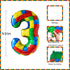 Lmuwecno 32 Inch 3 3) Stackable Block Number Balloon Colorful Brick Building Themed Big Helium Digits for Kids Birthday