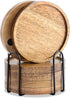 WLWNWFT Acacia Wood Coasters for Drinks with Lip 4.33in, Round Drink Coaster
