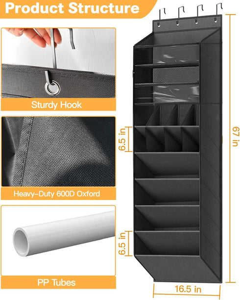 LEHKG 8 6 8 Closet Over The Door Shoe Storage Organizer, Tiers Hanging Shoe Rack Behind Door Shoe Holder with Large