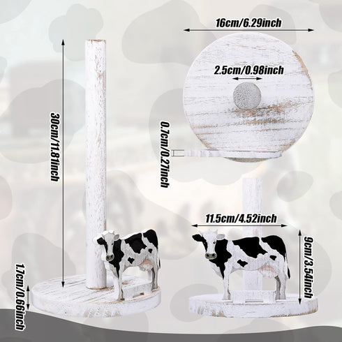 Countertop Cow Paper Towel Holder Wooden Farmhouse Paper Towel Holder Cow Kitchen Accessories Farm Bathroom Table Decor