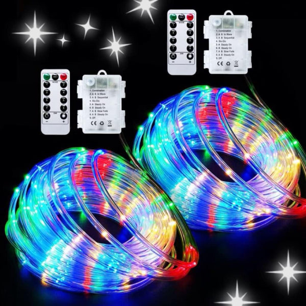 JMEXSUSS 2 Pack Battery Operated String Lights Outdoor, Total 200 LED 8