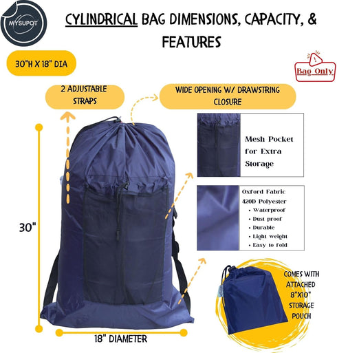 36"x24"x6") 420D NAVY BLUE (Large Beach Chair Bag. For Tent, Camping Mattress, Recliner, Dog Bed, Director & Lounge