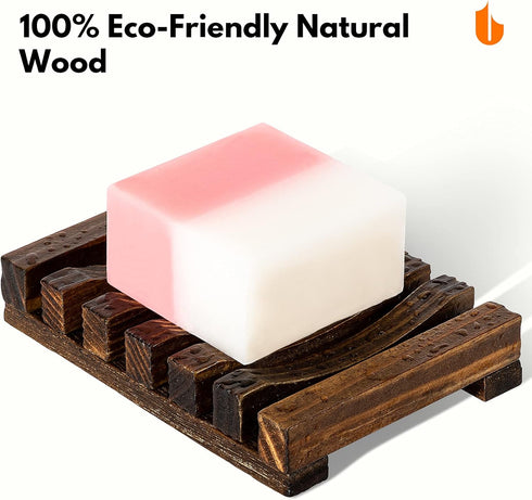 Urbanstrive Natural Wooden Soap Dish Soap Saver Holder Soap Tray for Bathroom, Biodegradable, Zero Waste, Plastic Free
