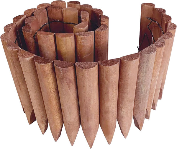 Worth Garden 3.5 Ft Wooden Short Fence, Outdoor Landscape Edging Decorative Border, Brown (H:7.9'', 42'' L)