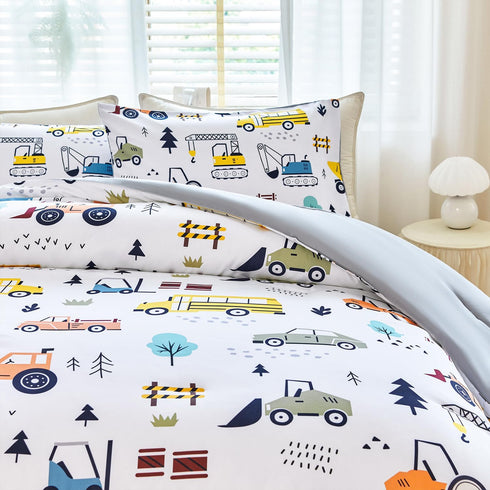 Set 3-Piece Set WINLIFE Construction Twin Comforter for Boys Teen Kids Bedding Reversible Lightweight Microfiber Forest