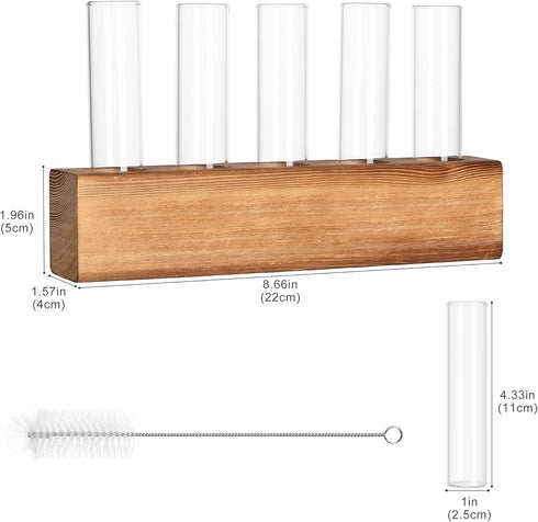 5 YIBOT Propagation Stations, Plant Terrarium with Wooden Stand, Glass Test Tubes Vases, Birthday Gardening Gifts