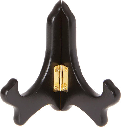 Bard's Hinged Black MDF Wood Plate Stand, 4" H x 5" W x 3" D (For 3.5" - 5" Plates)