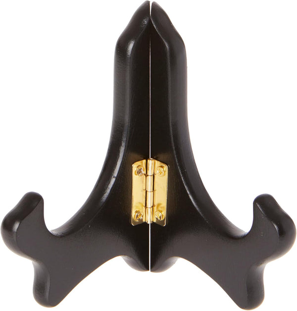 Bard's Hinged Black MDF Wood Plate Stand, 4" H x 5" W x 3" D (For 3.5" - 5" Plates)