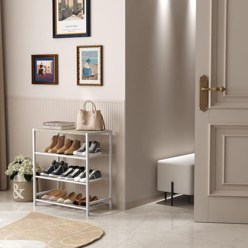 HOMEFORT 4-Tier Shoe Storage Shelf, Industrial Narrow Shoe Organizer for Closet Entryway, Small Shoe Rack Table