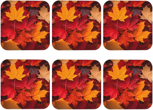 Nameapo Set 6 Autumn Fall Leaves Coasters for Drinks Leather Coasters of for Coffee Table for Housewarming Kitchen Bar