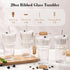 20oz 4 Pack GOSCHE Glass Tumblers with Straws and Lids, Ribbed Iced Coffee Cups Leak-proof, Dishwasher Safe, Thickened