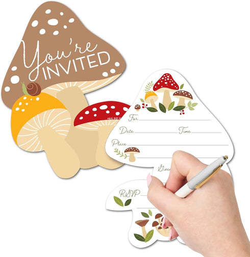 Big Dot of Happiness Wild Mushrooms - Shaped Fill-In Invitations - Red