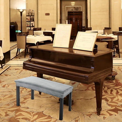 2-Person (27.5"- 36.5") (12"- 16") SINOSSO Soft Velvet Piano Bench Cover, L x W Rectangle Stretch Washable Stool
