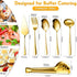 Serving Utensils Include Large Serving Spoons Slotted Serving Spoons Serving Forks Serving Tongs Soup Ladle and Pie Server Buffet Catering Serving Utensils for Dishwasher Safe (Gold, 10)