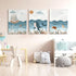 LYPHNX Set 3 12"x16" Framed Blue Ocean Nautical Nursery Canvas Wall Art Sea Turtle Whale Animal Painting Picture