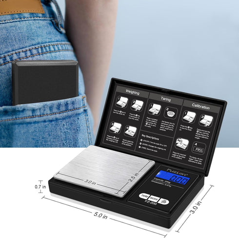Fuzion Digital Pocket Scale - 200g/0.01g Mini Scale for Food, Jewelry, Precision with Tare and LCD