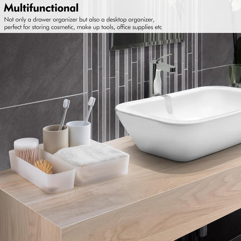 Poeland 15 Pcs Frosted Drawer Organizer Tray Storage Box for Bedroom, Bathroom, Kitchen, Dresser