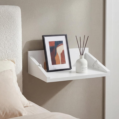13 Inch SUMGAR Floating Nightstand White Modern Bedside Table Organiser Fully Assembled Shelf Small Spaces Wall Mounted
