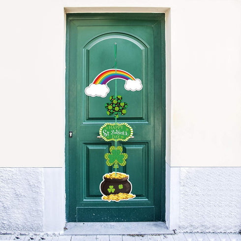 St. Patrick's Day Door Sign, Themed Hanging Welcome Sign with Shamrock for Saint Patricks Day Decor