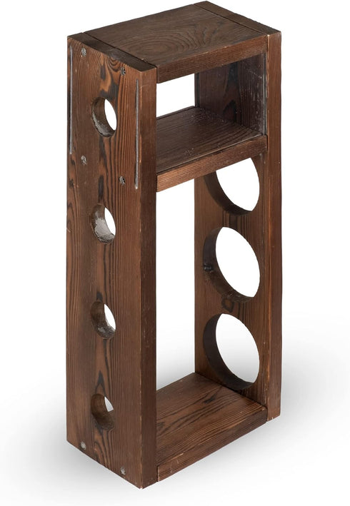 Rustic State Sonoma Countertop Wood Vertical Wine Rack, Freestanding Tabletop Holder for 3 Bottles, Burnt Brown