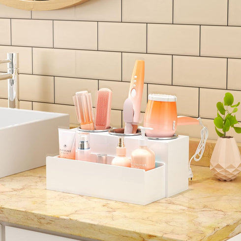 NIUBEE Hair Tool Organizer, Acrylic Blow Dryer and Styling Holder, Bathroom Countertop Storage Stand