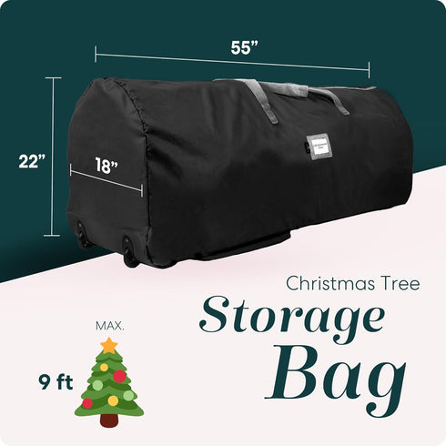 Handy Laundry Rolling Tree Storage Bag - For 9-Foot Artificial Christmas Holiday Tree. Zippered Bag, Carry Handles and Wheels for Easy Transport. Protects Against Dust, Insects, and Moisture. (BLACK) by Handy Laundry