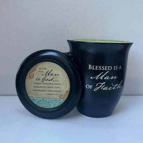 Man of Faith Ceramic Mug and Coaster Set, 14 Ounce, by Abbey Gift