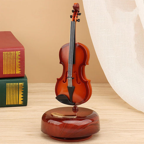 Quekas Violin Music Box - Classical Music Box Mini Replica Instrument Crafts Decoration Gift Craft Home Office Ornament