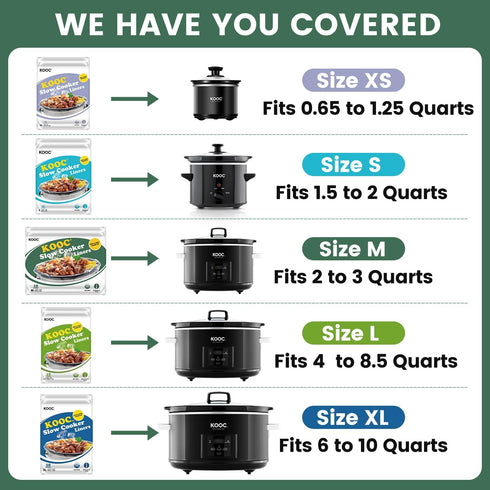 KOOC Slow Cooker Liners, 11"x17" 20 count Disposable Plastic Bags for 3 qt to 4 qt Pot, BPA Free