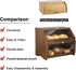 Counter, HOMEKOKO Double Layer Large Bread Box for Kitchen Wooden Large Capacity Bread Storage Bin (Brown)