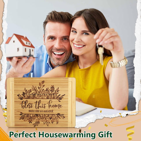 Engraved Cutting Board for New Home Owner, Housewarming Gift Ideas - Bless This Home with Love and Laughter