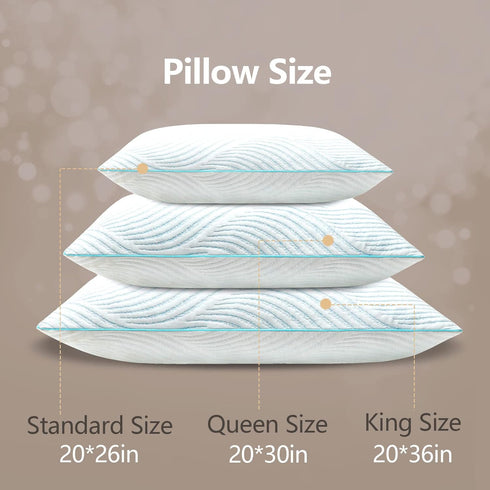 Pillows Queen Size Set of 2 – Cooling Memory Foam Pillows for Sleeping, Adjustable Firm for Back and Side Sleepers