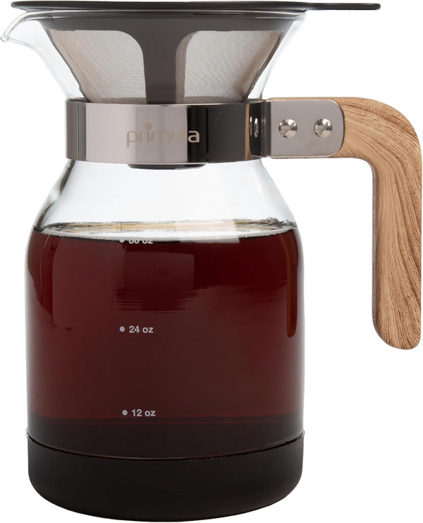 Primula Park Set, Permanent Reusable Filter Coffee Dripper, Borosilicate Glass, Easy to Use, 36 oz