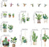 wondever Hanging Potted Plant Window Clings, Tropical Botanical Cactus Hummingbirds Glass Sticker Decals