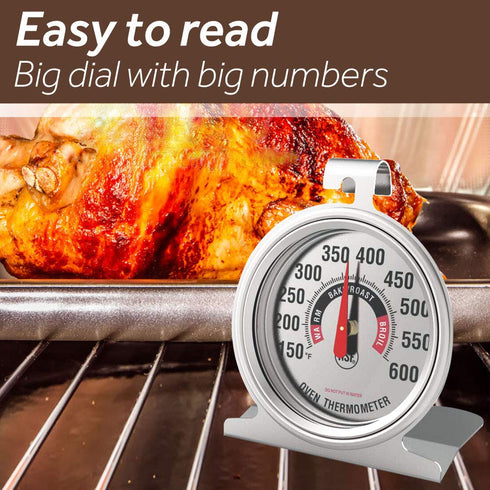 Efeng Large Dial Oven Thermometer, for Gas & Electric Oven, Grill Cooking Safety Leave-in, Easy-to-Read