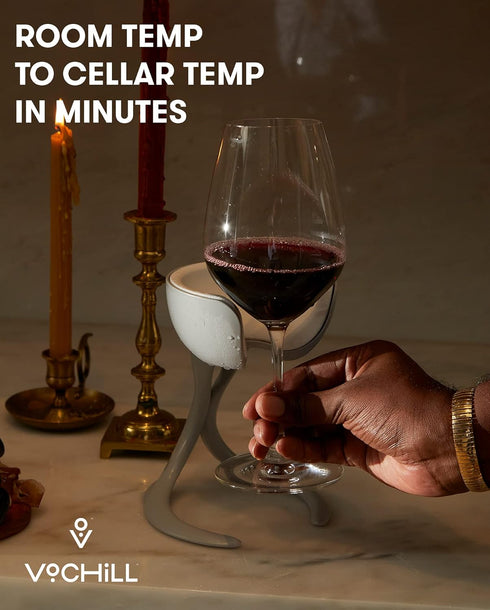 VoChill Stemmed Wine Glass Chiller | Made in USA | Quartz Single - Keeps Wine Perfectly Chilled in Your Glass