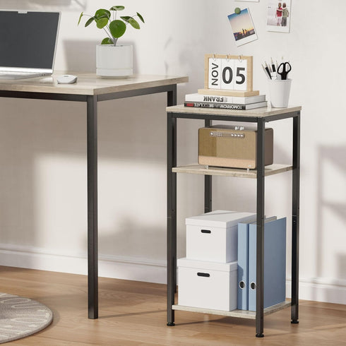 3 -Tier End Table, Tall Nightstand for Small Spaces, Tall Side Table with Storage Shelves, Telephone Table, Small Entry