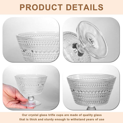 Set 12, 9oz (12PCS) Glass Dessert Bowls & Breakfast Cups - of Ice Cream Sundae Cups, For Oats, Ice Cream, Milk, Sorbet
