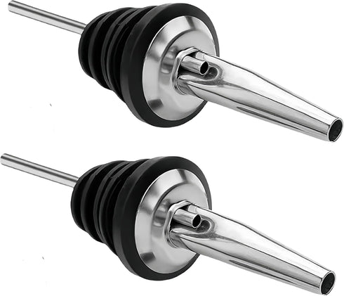LanMa Olive Oil Spout Pourer, 2PCS Stainless Steel Liquor Bottle Pourers with Rubber Dust Caps