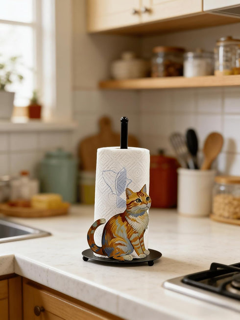 XYittkl Countertop, Countertop(1 Pack) Cat Paper Towel Holder Freestanding Paper Roll Holder, Easy One-Handed Tear
