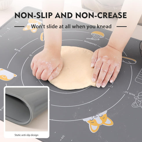 Ourokhome Silicone Baking Mat Sheet, 0.5 Inch Thick 28" X 20" Non-Stick Rolling Mat, BPA Free (Gray)