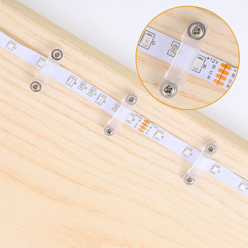 Qunclay 300 Pack Strip Light Mounting Brackets, LED Clear Clips with Screws for 12 mm Wide IP67/68 Strip Lights