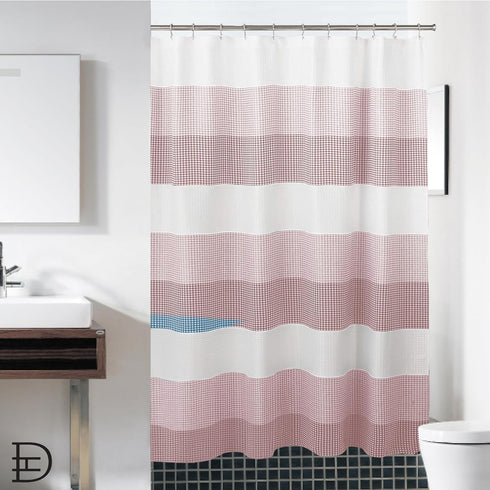 Dainty Home Waffle Weave Shower Curtain - Ombre Striped Pattern in Blush 70" x 72" Water Resistant