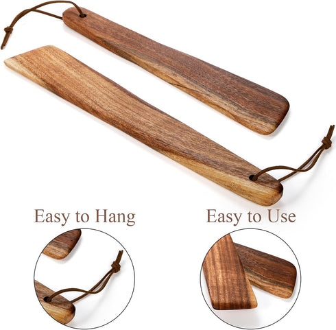 Tebery 4 Pack Small Wood Flipper Teak Wood Spatula Set for Cooking, 10 Inch and 12 Inch Flat Wooden Turner