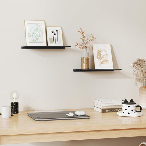2 Pack 12" MKO Floating Shelves for Wall, Metal Wall Mounted Shelf for Bathroom, Bedroom, Living Room, Kitchen, Little